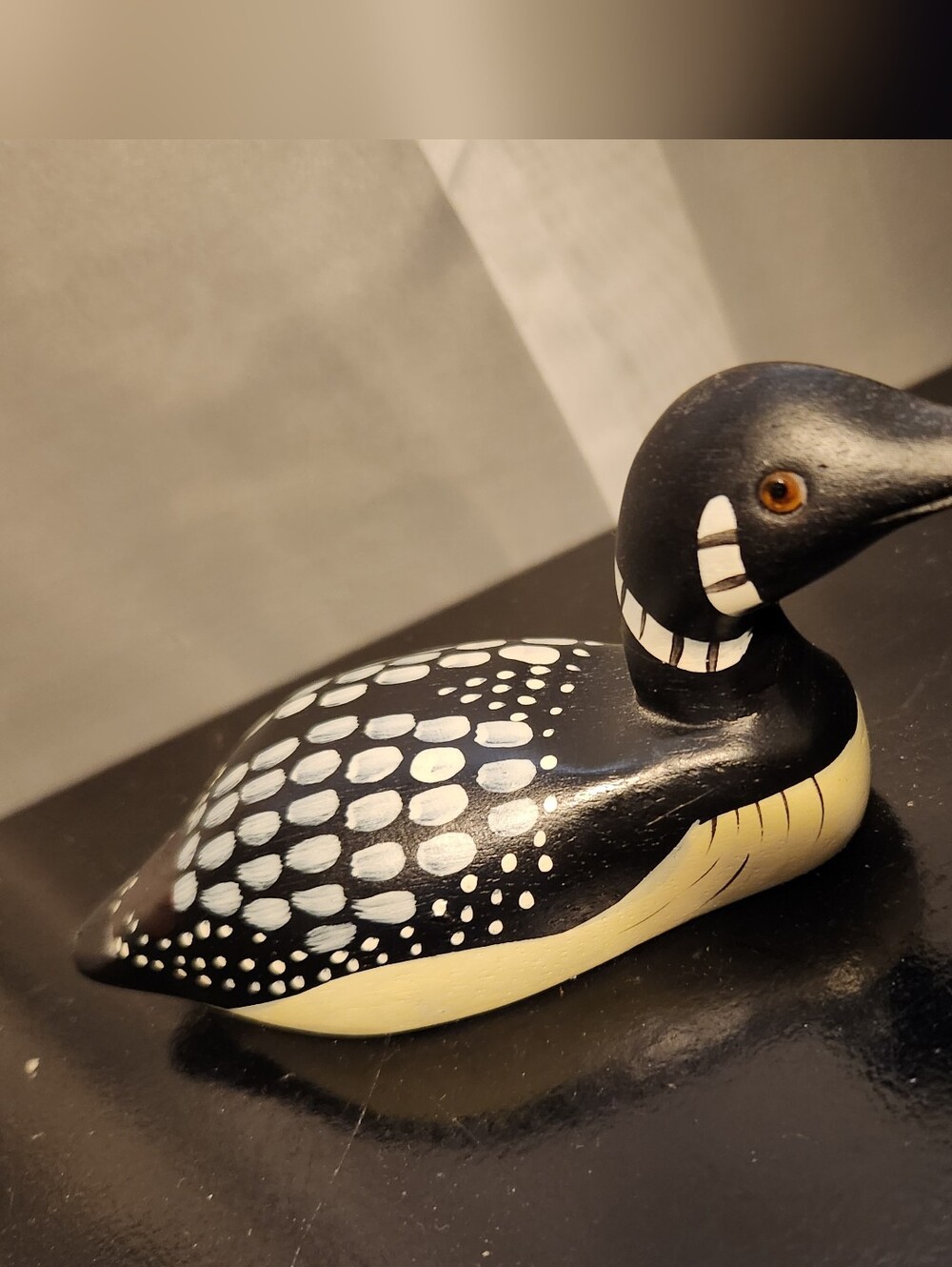 Small Vintage Hand Carved & Painted Wooden Common Loon Figure